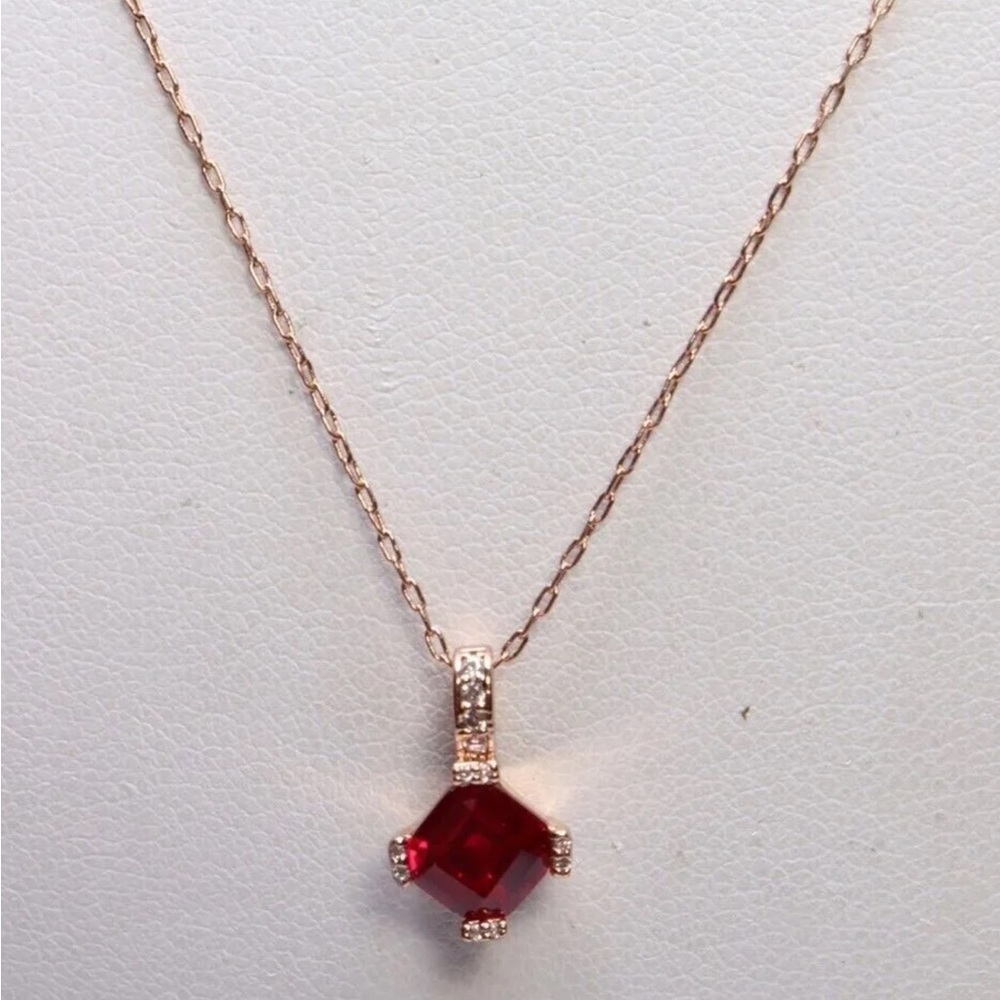 Kate Spade Rose Gold Tone Ruby Cubic Zirconia Mini Dazzle Pendant New